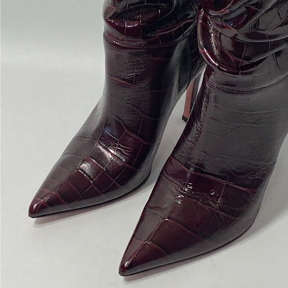 Amina Muaddi Ida Croc-Embossed Leather Booties size 36.5 - Picture 3 of 12